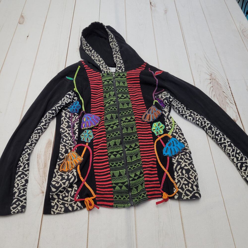 The Collection Royal knit Y2k boho bohemian hoodie colorful wearable art
